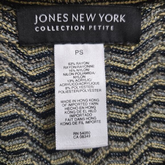Jones NY Womens Vtg Y2K Eclectic Maximalist Indie Open Knit Chevron Cardigan PS - Picture 8 of 11